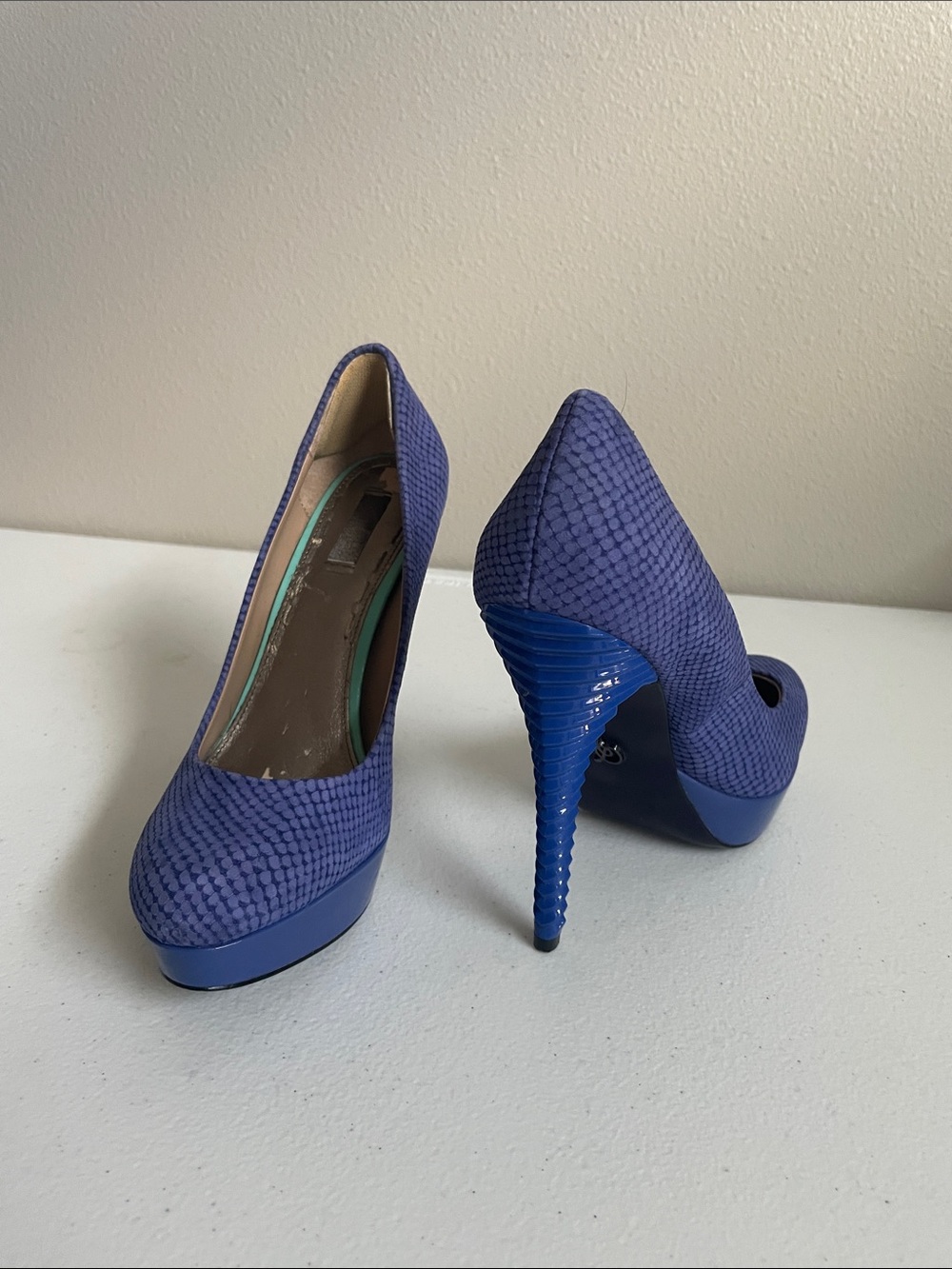 Rachel Blue-Purple Textured Platform Pumps